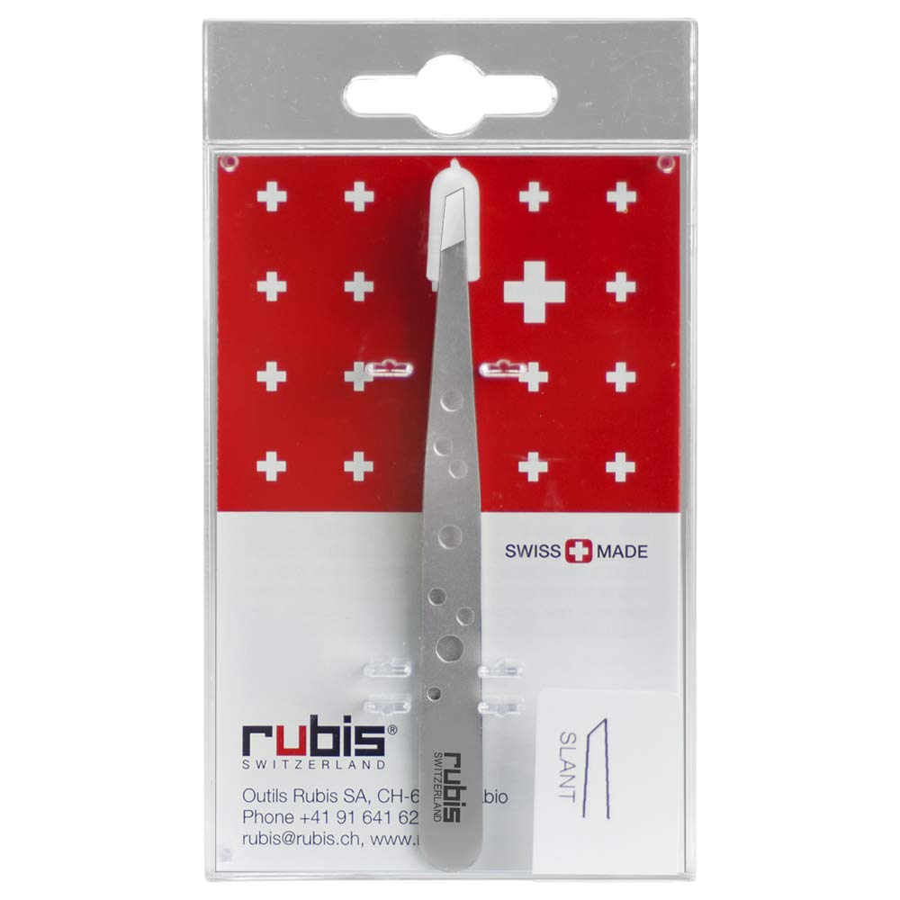 Rubis Hole Pattern Classic Stainless Steel Slanted Tweezers For Precise Eyebrows and Hair Removal, The Elegance Collection, 1K111,Silver,Rubis Beauty & Personal Care Rubis