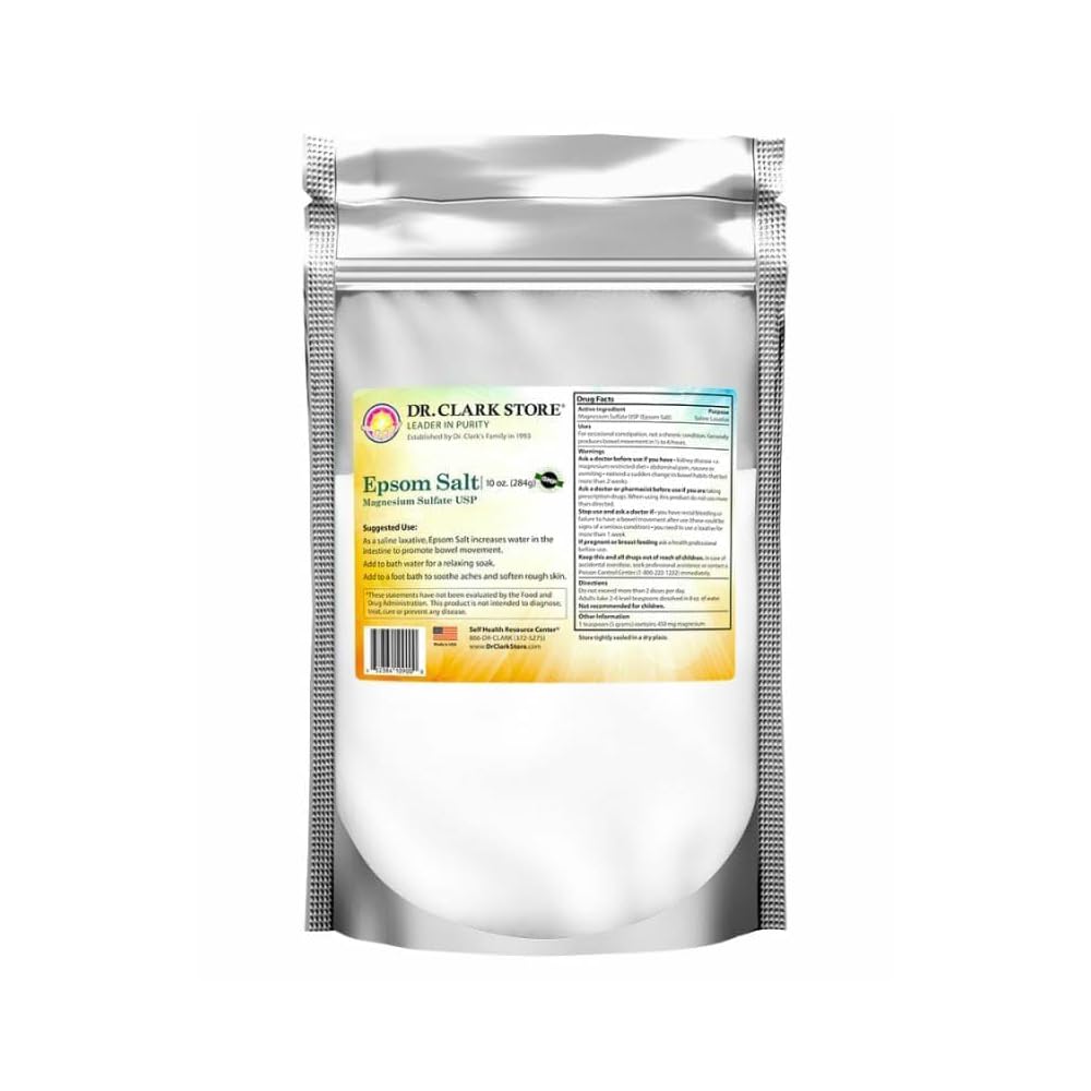Dr. Clark Store Epsom Salt 10 Ounces, USP Food Grade Magnesium Sulfate for Natural Detoxification, Muscle Relaxation, Skin Care, Occasional Beauty and Personal Care Dr Clark Store