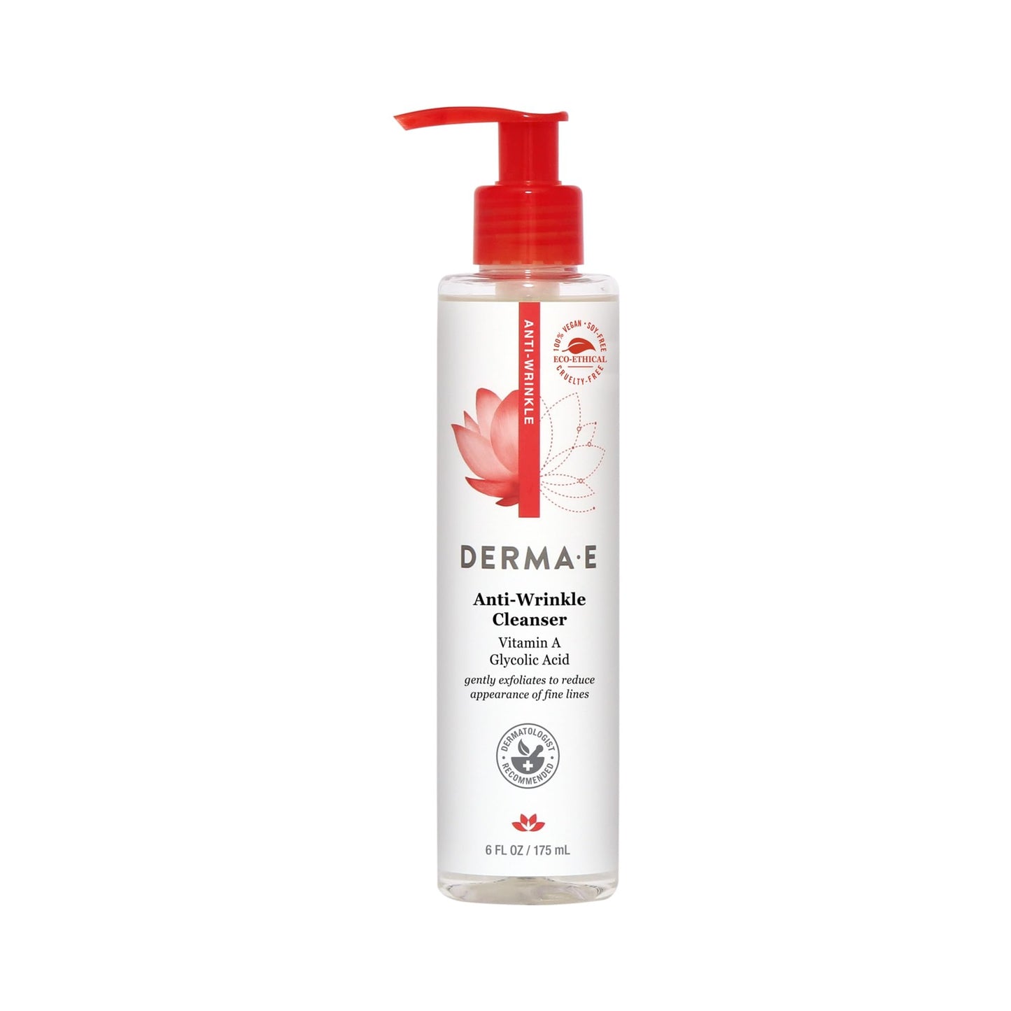 Derma E Anti-Wrinkle Cleanser - Anti-Aging Face Wash with Glycolic Acid and Vitamin A - Gentle Cleansing and Exfoliating Facial Wash Removes Makeup Beauty & Personal Care Derma E