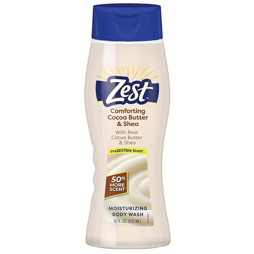 Zest Body Wash - Enriched with Wild Cocoa Butter and Shea - Hydrating Body Soap - Suitable for All Skin Types - Cocoa Butter and Shea - 20 oz Beauty & Personal Care Zest