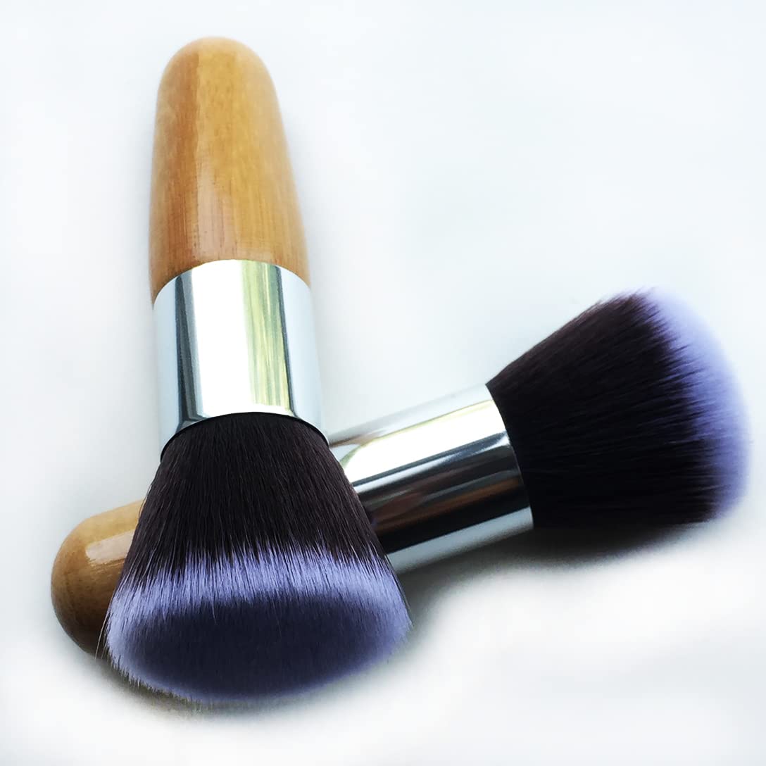 RN BEAUTY 2 Pieces Makeup Brushes Blush Brush Foundation Brush With Bamboo Handle Contour Bronzer Face Blender Brush for Liquid Cream Powder Mineral Beauty & Personal Care RN BEAUTY