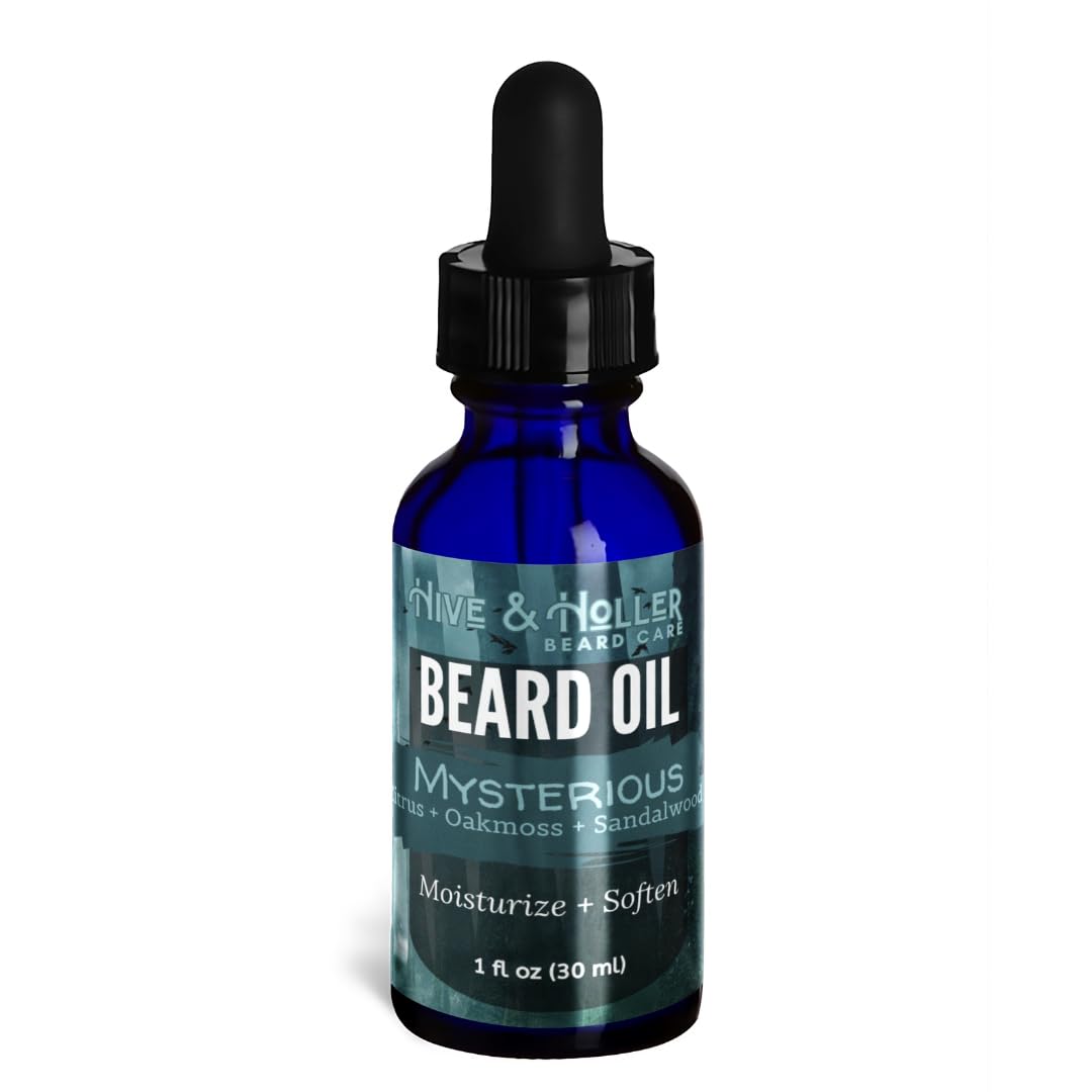 Hive & Holler Beard Oil for Men - Mysterious: Citrus, Sandalwood, Oakmoss - Premium Beard Care Oil - Natural Ingredients for Healthy Beard Growth Beauty and Personal Care Hive & Holler