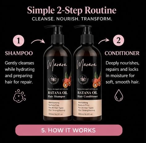 marara Batana Oil Hair Shampoo and Conditioner Set - Herbal Shampoo and Conditioner for Thinning Hair for Women & Men Hair Loss, Hair Thickening Beauty & Personal Care marara