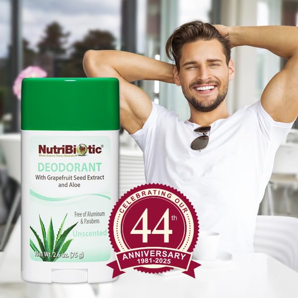 NutriBiotic Unscented Deodorant with GSE, 2.6 Ounce Stick | with Witch Hazel, Grapefruit Seed Extract & Aloe | Vegan & Free of Aluminum, Paraben Beauty & Personal Care NutriBiotic