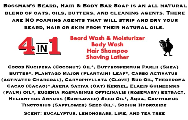 Bossman 6-Pack 4-in-1 Bar Soap for Men – All Natural Organic Beard Wash, Shampoo, Body Wash, Shaving Soap – Lavender & Patchouli Scent Beauty & Personal Care Bossman