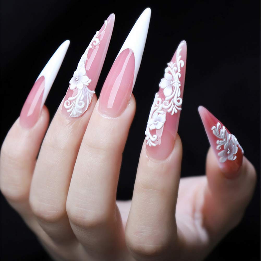 YIMART 600pcs Acrylic Medium Long Stiletto Nail Tips Easy Coffin Nails Sharp False Nail Art Tips For Nails Salon (Skin color) Beauty & Personal Care Yimart