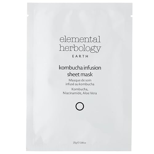 Elemental Herbology Kombucha Infusion Sheet Mask, 1 Mask- Radiance-Boosting, Face Sheet Mask with Probiotics, Niacinamide & Aloe Vera - Brightens Beauty & Personal Care Elemental Herbology