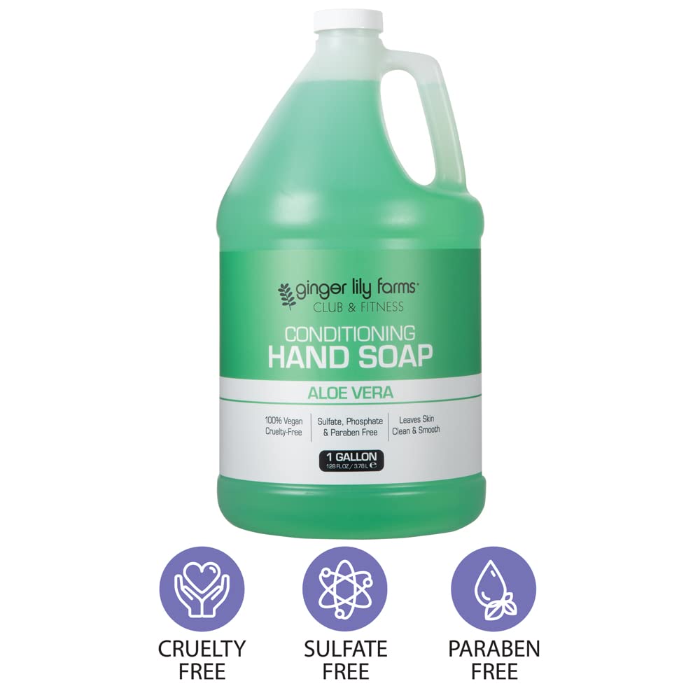 Ginger Lily Farms Club & Fitness Conditioning Liquid Hand Soap Refill, 100% Vegan & Cruelty-Free, Aloe Vera Scent, 1 Gallon (128 fl oz) Beauty & Personal Care Ginger Lily Farms