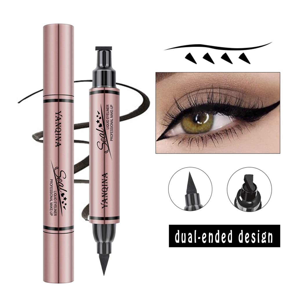 Jumbo Dual Ended Eyeliner, High-Capacity Liquid Black Winged Cat Eye Stamp & Liner Pen, Waterproof Makeup Tool for Women Beauty & Personal Care Linble