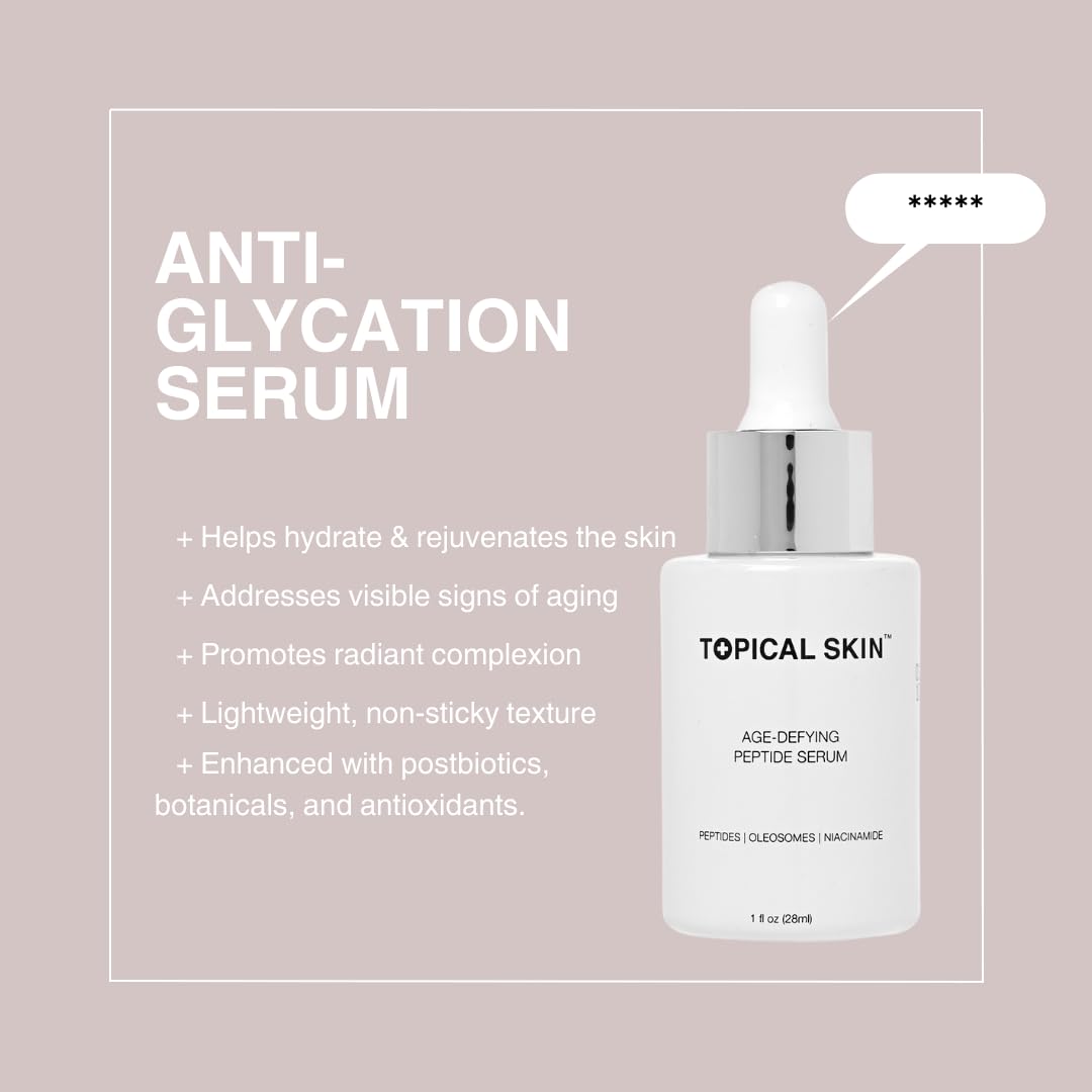 Topical Skin Hydrating Age-defying Peptide Serum Essence with Oleosomes and Anti-Glycation Carnosine, Clean Beauty Cosmeceuticals,1 fl.oz. Beauty & Personal Care Topical Skin
