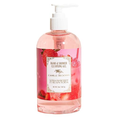 Camille Beckman Strawberry Italian Soda Hand & Shower Cleansing Gel - Gentle Moisturizing Body Wash, Sweet Fruity Scent, 13 fl oz Beauty & Personal Care Camille Beckman