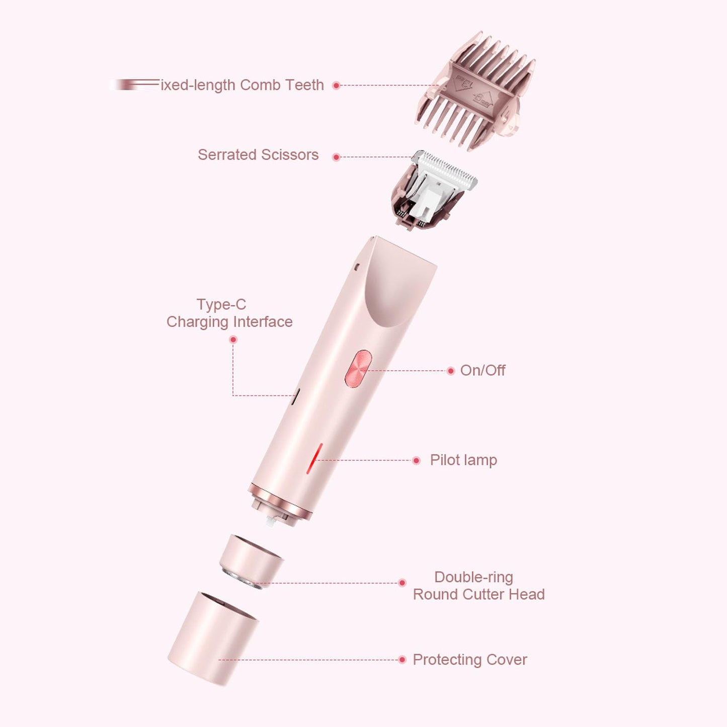 TARSHYRY 2 in 1 Bikini Trimmer for Women, Dual Head Electric Razors for Women, IPX7 Water Proof Wet Dry Shaver for Bikini, Face, Underarm Legs (Pink) Beauty and Personal Care TARSHYRY