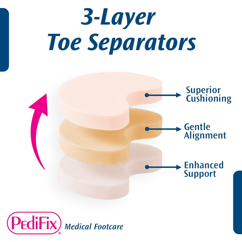 Pedifix 3-layer Toe Separators, 6 Count, Small
