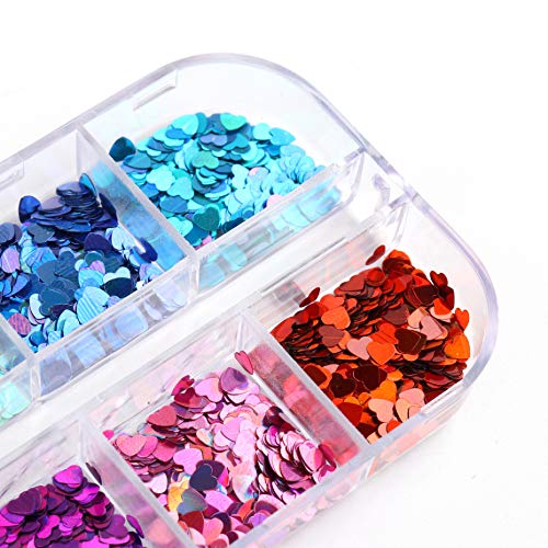 Heart Nail Art Glitter Sequins Heart Valentines Nail Art Sticker Decals Laser Love Heart Glitter Flakes for Manicure Make Up DIY Nail Decoration Beauty & Personal Care CHANGAR