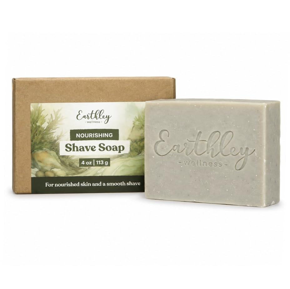 Earthley Wellness Nourishing Shave Soap, Natural Shaving Bar with Avocado Oil, Shea Butter & French Green Clay, Moisturizing Shave for Sensitive Skin Beauty and Personal Care Earthley Wellness