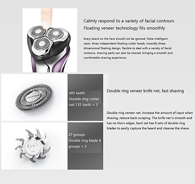 aiqiua Electric Razor, Rechargeable Electric Shaver Waterproof Wet & Dry Rotary Shavers for Men Electric Shaving Razors with Pop-up Trimmer, Beauty and Personal Care aiqiua