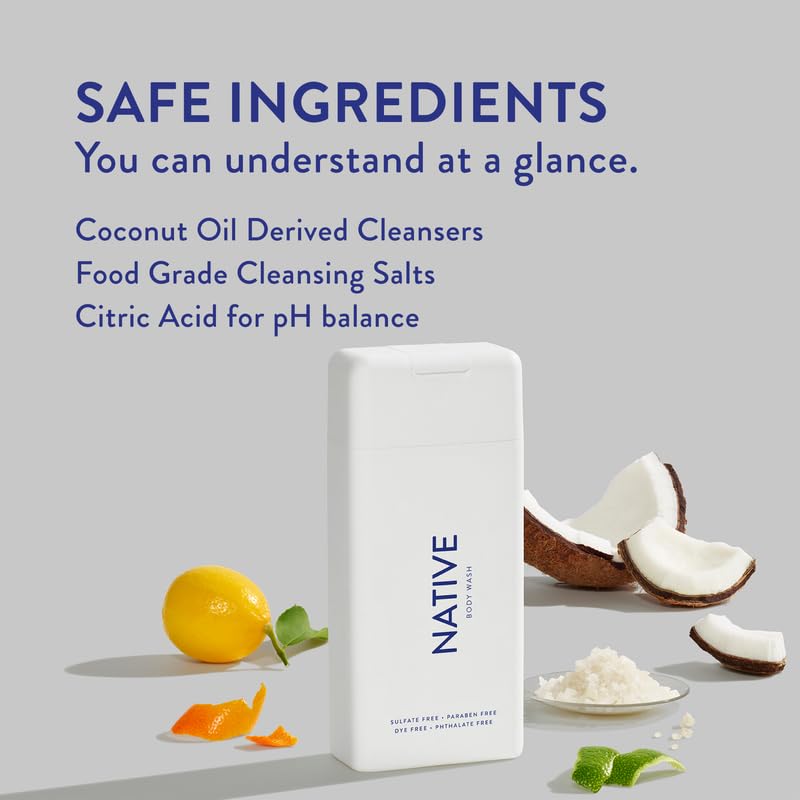 Native Body Wash Contains Naturally Derived Ingredients | for Women & Men, Sulfate, Paraben, & Dye Free Leaving Skin Soft & Hydrated |Coconut Beauty & Personal Care Native