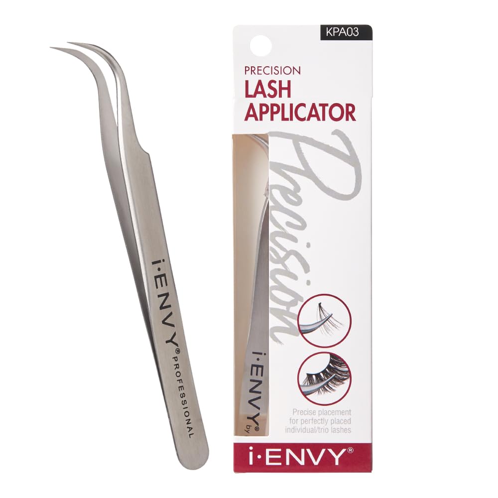 iENVY by Kiss Lash Applicator Tool, Precision Professional DIY Fales Eyelashes Extension Tweezers, Stainless Steel Curved Design for Individual Beauty & Personal Care i•ENVY
