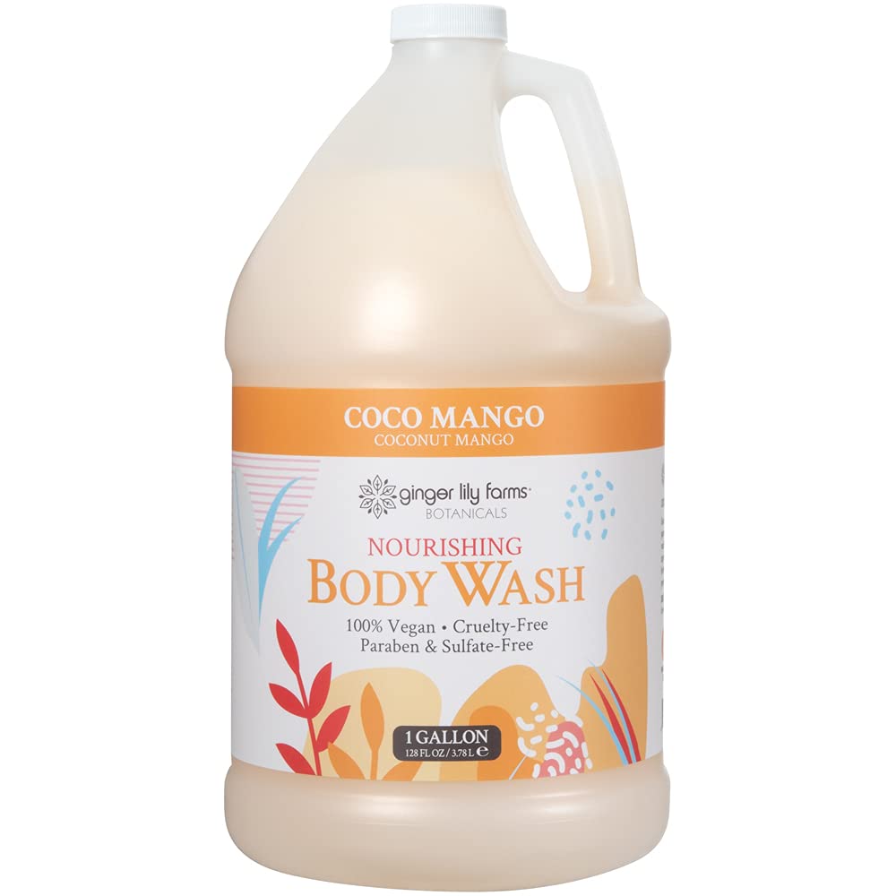 Ginger Lily Farms Botanicals Nourishing Body Wash, 100% Vegan & Cruelty-Free, Coconut Mango Scent, 1 Gallon Refill 128 Ounce (Pack of 4) Beauty & Personal Care Ginger Lily Farms
