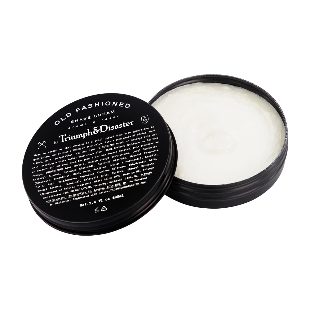 TRIUMPH & DISASTER - Old Fashioned Shave Cream Jar - Shaving Lotion for Sensitive Skin - Alcohol Free, 3.4 oz (100+ shaves) Beauty and Personal Care TRIUMPH & DISASTER