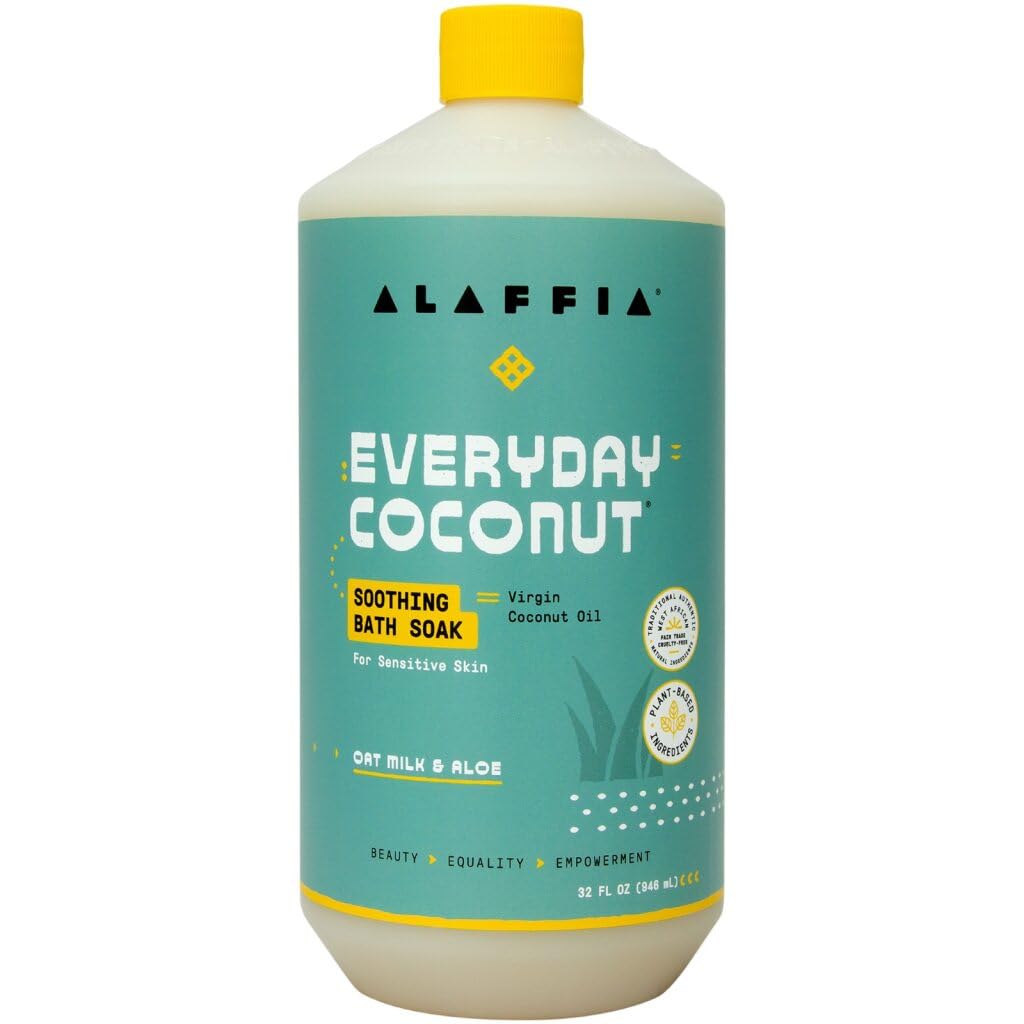 Alaffia Everyday Coconut Soothing Bath Soak, Oat Milk & Aloe, Fragrance-Free, 32 Oz Beauty and Personal Care Alaffia