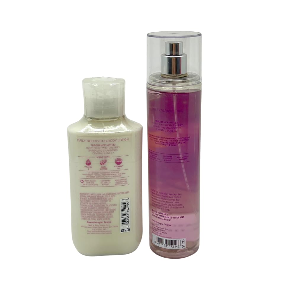 Bath & Body Works WINTERBERRY WONDER 2pc bundle - Fine Fragrace Mist & Body Lotion - Gift set with a Red Bow for Holidays & Gifts Beauty and Personal Care Bath & Body Works