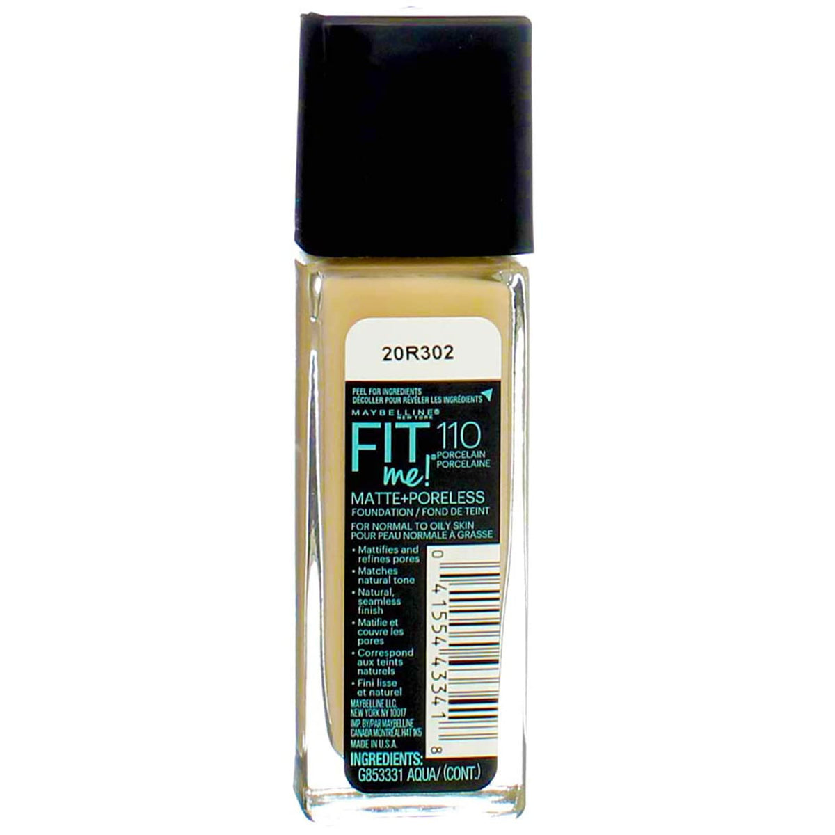 Maybelline New York Fit Me! Matte + Poreless Foundation, Porcelain [110] 1 oz (Pack of 3) Beauty & Personal Care MAYBELLINE