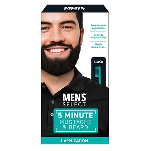 Men’s Select 5 Minute Mustache & Beard Black Brush-In Facial Hair Dye with Brush Included Beauty & Personal Care Men's Select