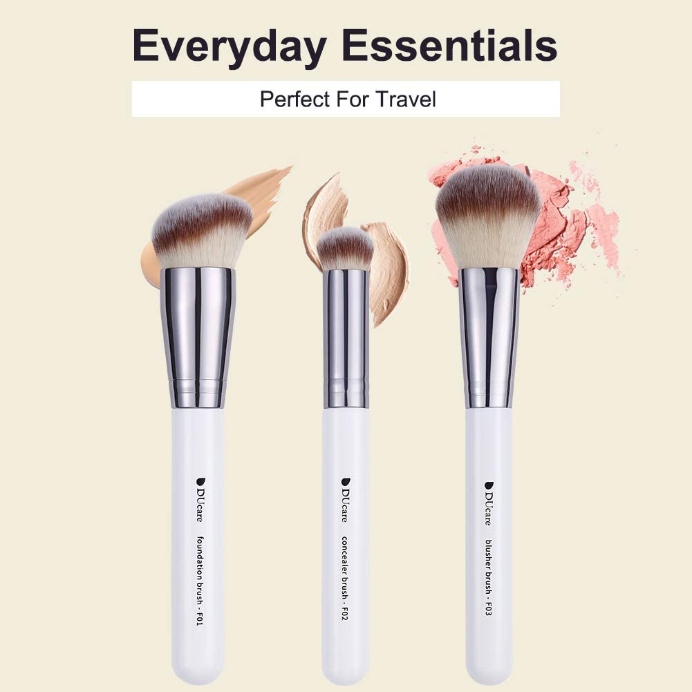 DUcare Makeup Brushes 3Pcs Foundation Contour Bronzer Brush,Concealer Brush,Blusher Powder Brush, Face Kabuki Travel Buffing Stippling Liquid Blending Beauty & Personal Care DUcare