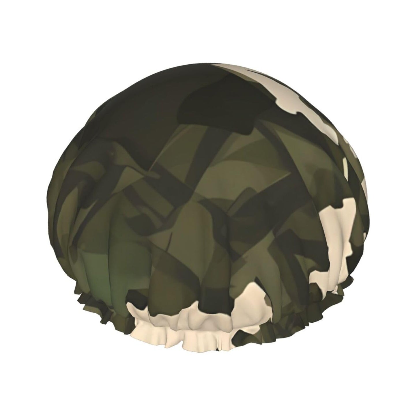 Army camouflage Shower Cap for Women Men Large Reusable Shower Bonnet Double-Layer Waterproof Bath Caps Elastic Band Hair Hat for All Hairstyles Beauty and Personal Care BWLHJKE