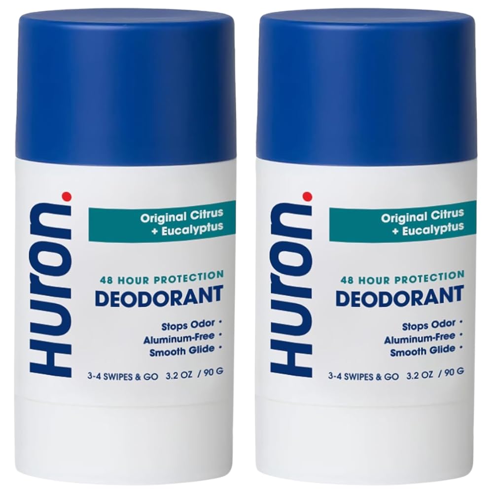 Huron Deodorant for Men and Women, 48-Hour Odor Protection, Aluminum-Free Deodorant with Citrus + Eucalyptus Scent, Moisturizing, Phthalate-Free Beauty and Personal Care Huron
