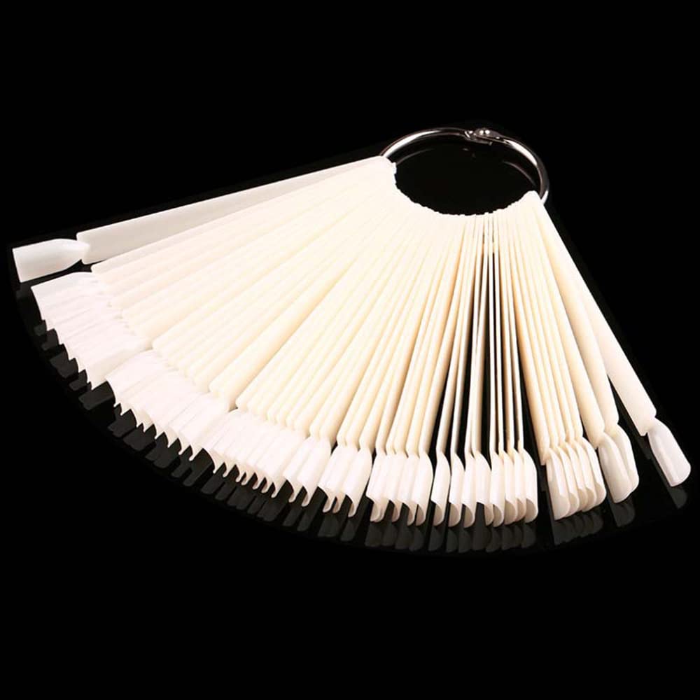 JASSINS 50 Pcs Nail Sticks, Nail Polish Display Board False Nail Art Practice Sticks With Metal Screw Split Ring Beauty and Personal Care JASSINS