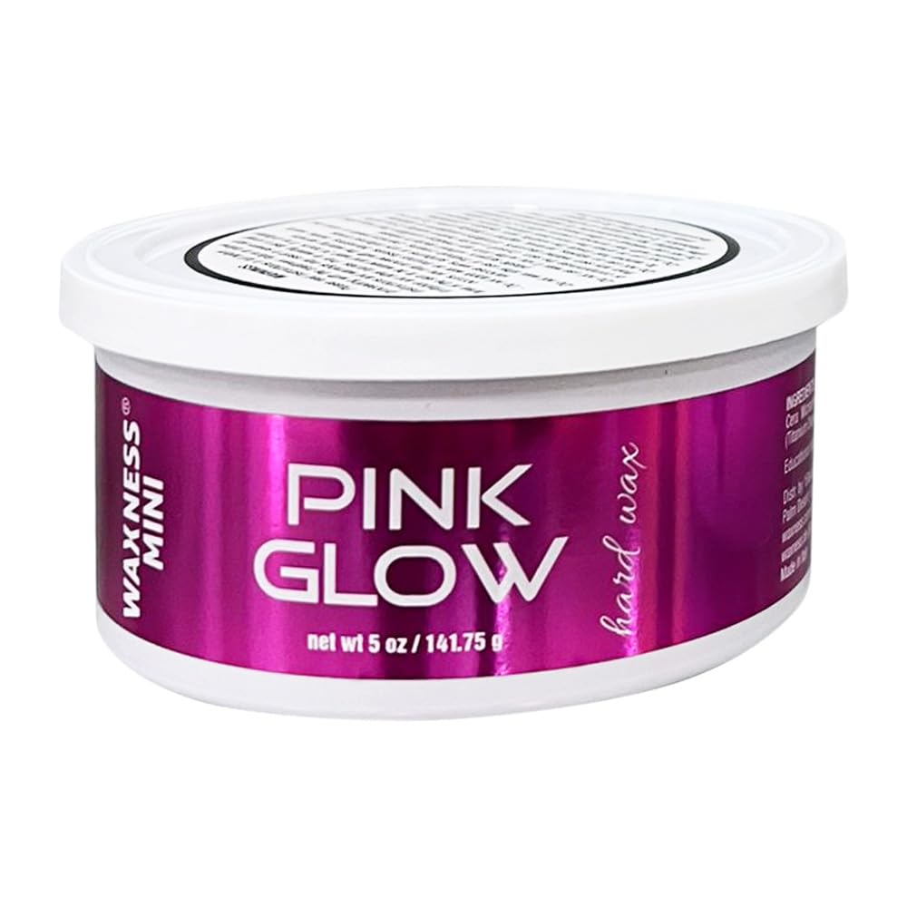 Waxness Pink Glow Hard Wax for Face & Eyebrows - 5 oz (140 g) Stripless Hard Wax with Gel-Like Texture and Pink-Magenta Color, Professional Use - Made Beauty and Personal Care Waxness