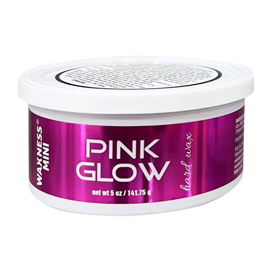 Waxness Pink Glow Hard Wax for Face & Eyebrows - 5 oz (140 g) Stripless Hard Wax with Gel-Like Texture and Pink-Magenta Color, Professional Use - Made Beauty and Personal Care Waxness