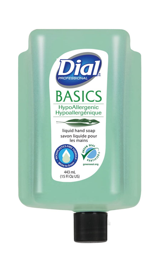 Dial Professional Basics Hypoallergenic Liquid Hand Soap, Green Seal Certified, 15 OZ Hand Care Anywhere Cartridge Dispenser Refill Bottle (Pack of 6) Beauty & Personal Care Dial