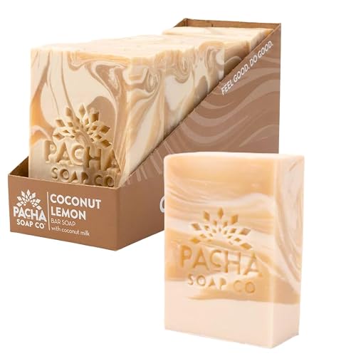 Pacha Soap Co. Bar Soap, Coconut Lemon, 5-Pack (4 oz ea) - Premium, Handcrafted, Hydrating, Natural Face Wash, Hand Cleanser, Body Wash, Soothing Beauty & Personal Care Pacha Soap Co