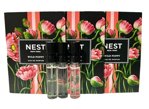 NEST Wild Poppy Sample Perfume Parfum 1.5 ml / 0.05 fl.oz - Vial Spray Set of 3 Vials (2325) Beauty & Personal Care NEST New York