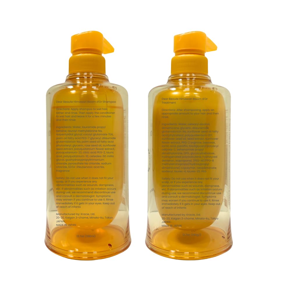 Dear Beauté HIMAWARI Bloom d'Or Moisture-in Shampoo and Treatment Set, Sunflower Extract, Non-Silicone, Sulfate-Free, 13.7 oz Each, Made in Japan Beauty & Personal Care TokyoSuperSale