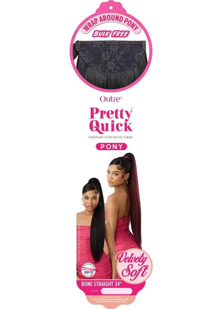 Outre Pretty Quick - Wrap Pony - Bone Straight 34" (JET BLACK 1)