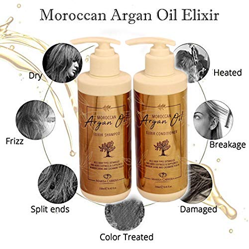 Marisa Carrera Moroccan Argan Oil Elixir Shampoo & Conditioner. Volumizing & Moisturizing, Gentle on Curly & Color Treated Hair, for Men & Women.250 Beauty & Personal Care MC