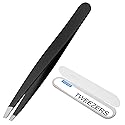 FIVETAS Stainless Steel Tweezers for Eyebrows-Slant Tweezer with Case for Women&Man,Great Precision on Brow,Facial Hair and Ingrown Hair Beauty & Personal Care FIVETAS