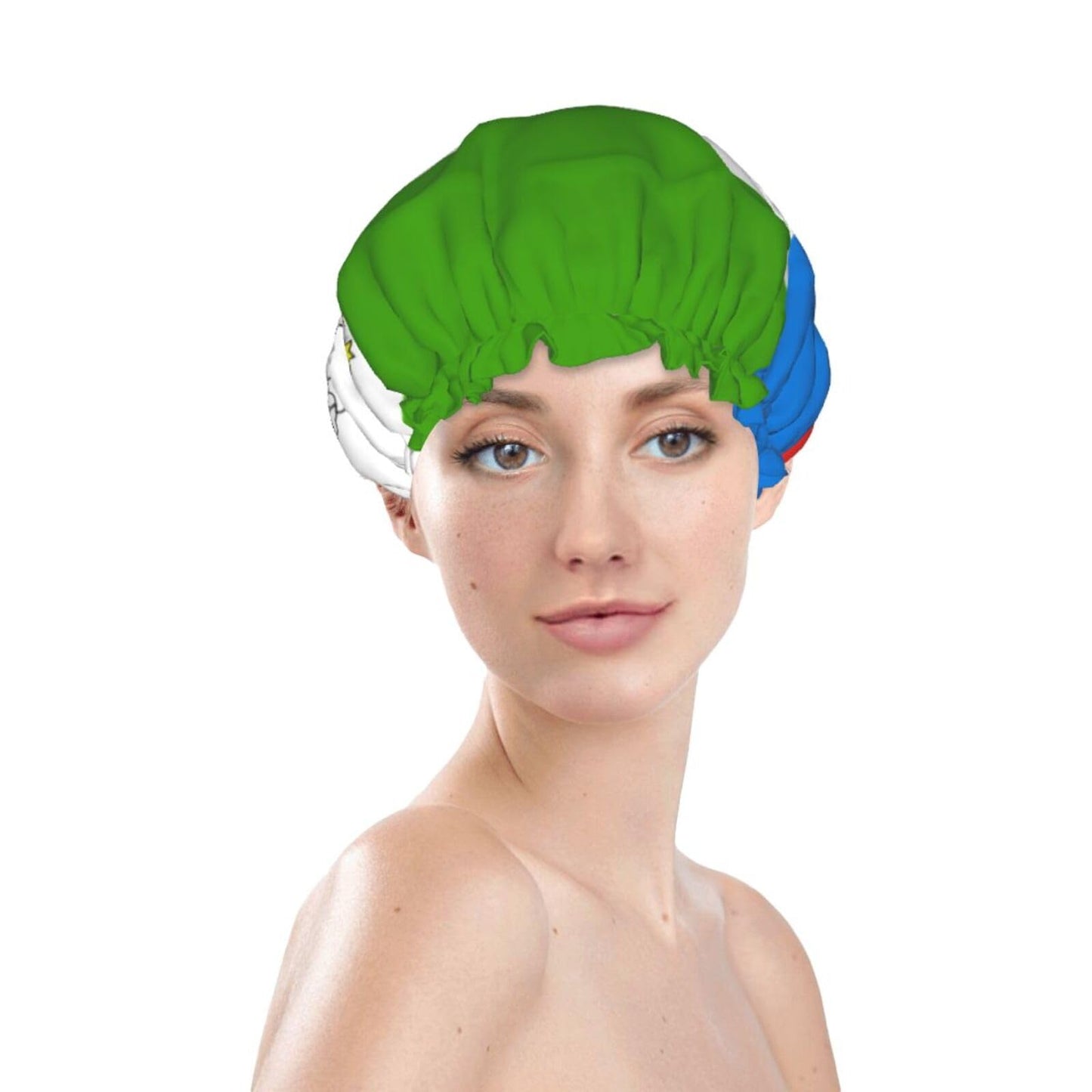 Equatorial Guinea Flag Prints Shower Cap Double Layer Lined Waterproof Bathing Shower Hat Beauty and Personal Care Hayyett