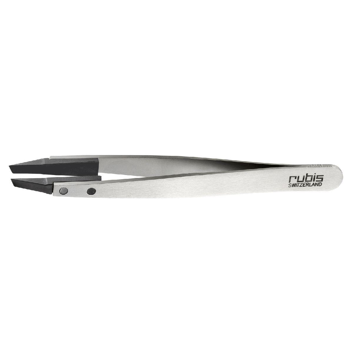 Rubis Classic Techno Stainless Steel Tweezers for Precise Eyebrows and Hair Removal Slanted Polymer Tips, 1KS102,Rubis Switzerland Swiss Made World Beauty and Personal Care Rubis