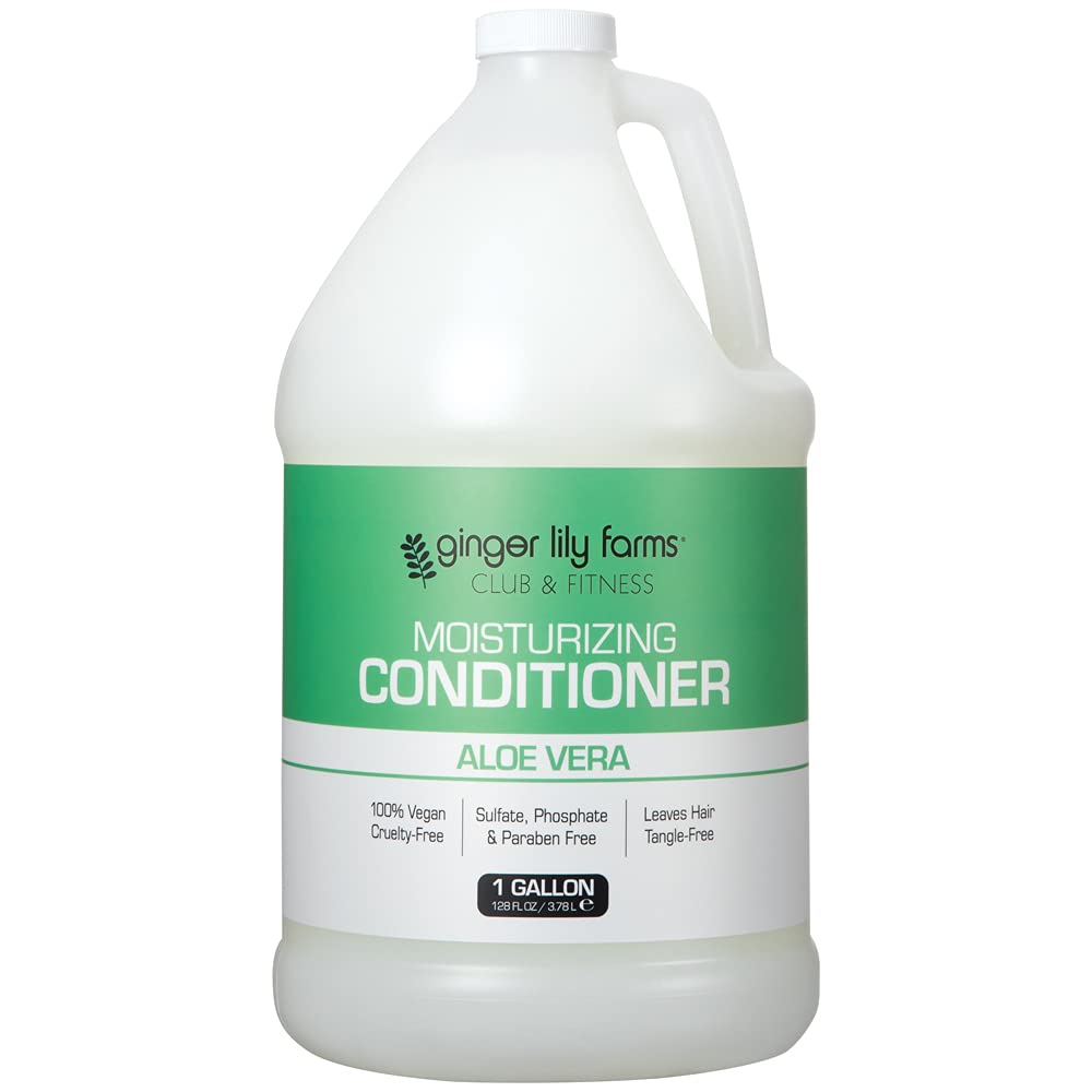 Ginger Lily Farms Club & Fitness Moisturizing Conditioner for Dry Hair, 100% Vegan & Cruelty-Free, Aloe Vera Scent, 1 Gallon (128 fl oz) Refill, white Beauty & Personal Care Ginger Lily Farms