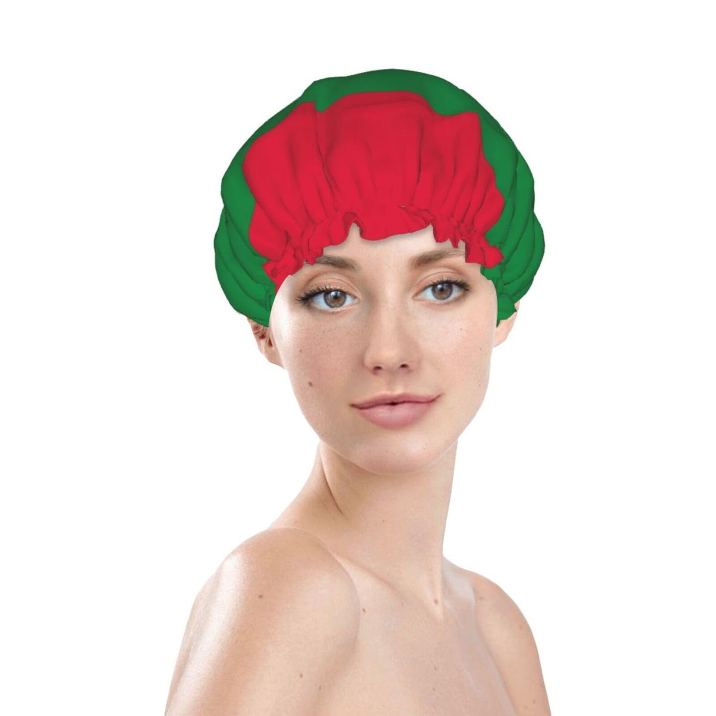 Maldives Flag Prints Shower Cap Double Layer Lined Waterproof Bathing Shower Hat Beauty and Personal Care Hayyett