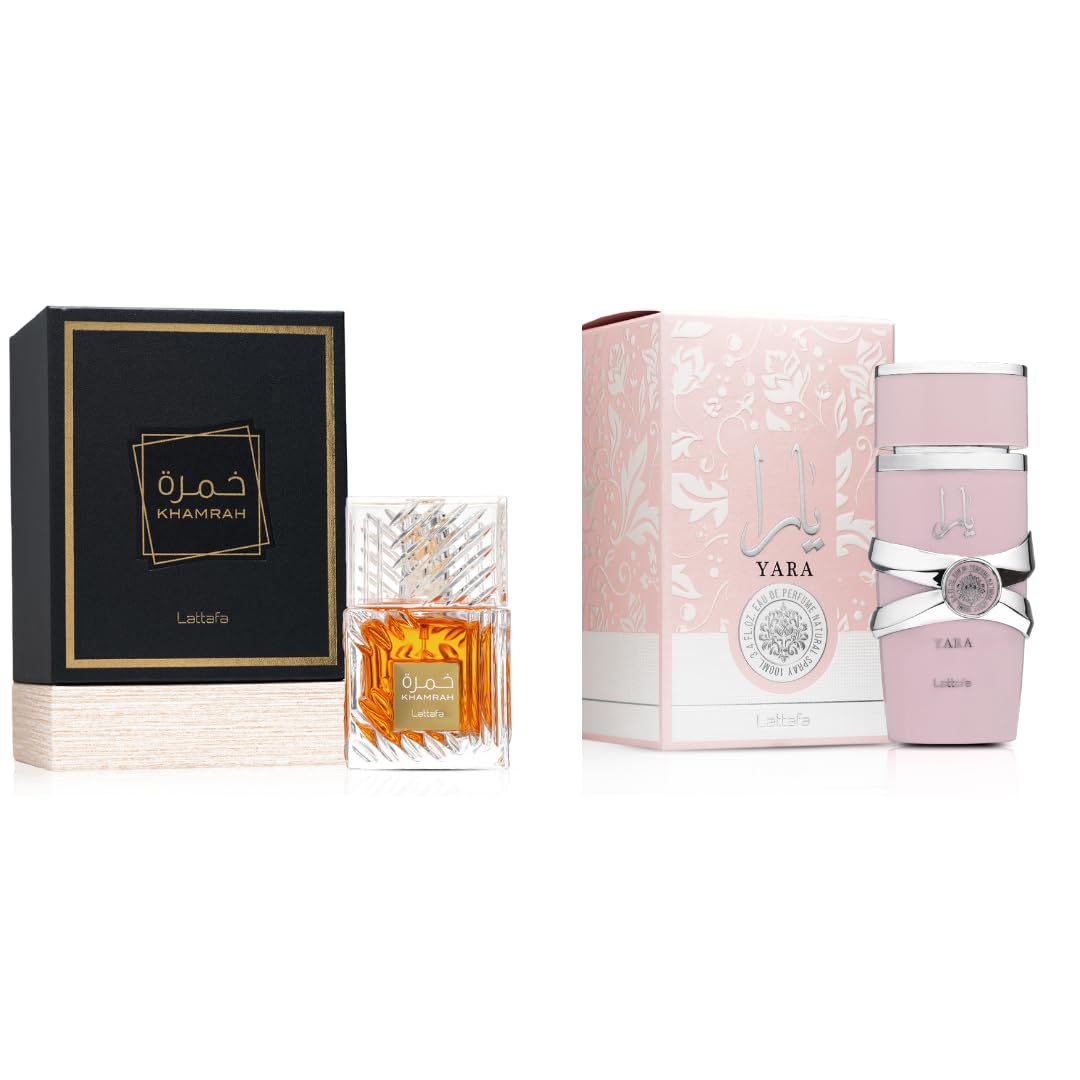 Lattafa Yara & Khamrah Eau De Parfum 100ml Each (3.4 oz) | Long-Lasting Unisex & Women’s Fragrance Set | Arabic Perfume Bundle | Sweet, Spicy & Beauty & Personal Care Lattafa