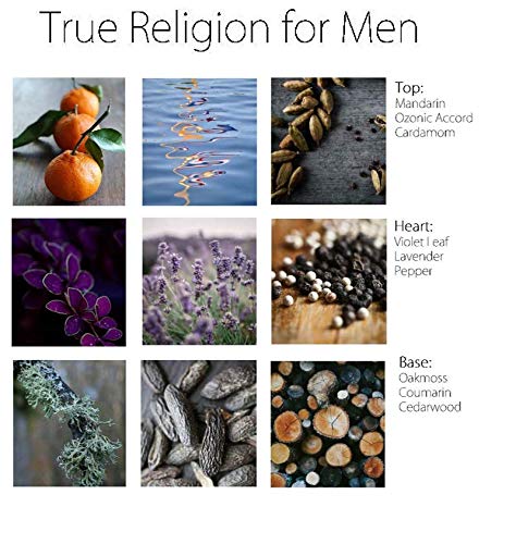 True Religion by for Men. Eau De Toilette Spray - 100 ml / 3.4 Fl Oz - woody fougere - mandarin, ozone, aqua, cardamom, violet leaf, spice, lavender Beauty & Personal Care True Religion