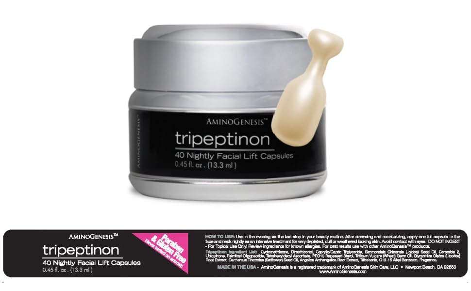 AminoGenesis Tripeptinon Cermide Age Defying, Lifting and Firming Renewal Serum for Restoring Youth, 40 Capsules Beauty & Personal Care AminoGenesis