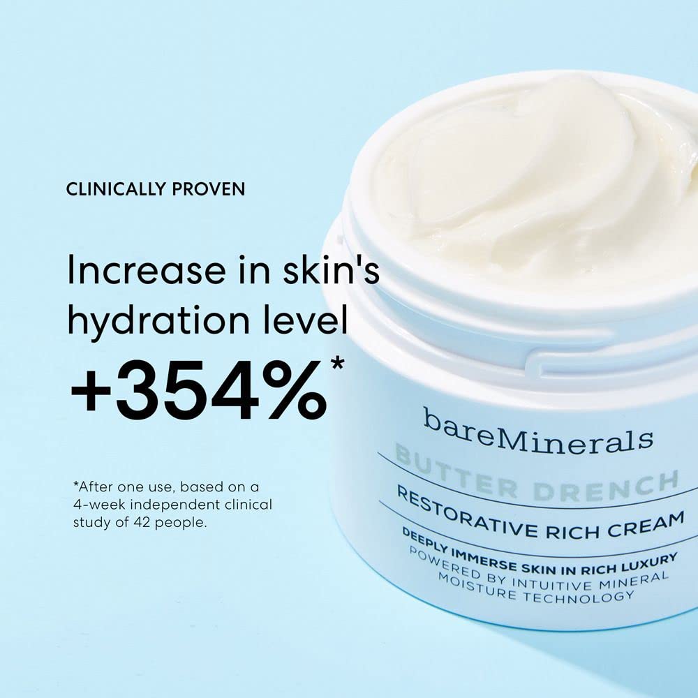 bareMinerals Butter Drench Restorative Rich Face Cream, Hydrating Face Lotion, Helps Skin Retain Moisture, Soothes Dry Skin, Non-Comedogenic, Vegan Beauty & Personal Care bareMinerals