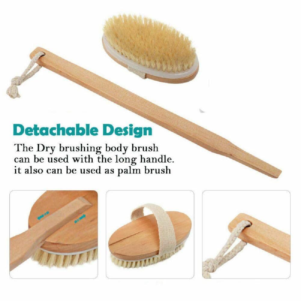 DAGIJIRD Comfortable Bristle Wooden Long-Handled Bath Shower Body Back Dry Skin Cleaning Tool Spa Scrubber Brush Beauty and Personal Care DAGIJIRD